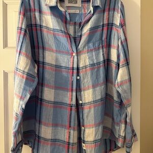 Grayson Women's Blue Plaid Button Down Shirt